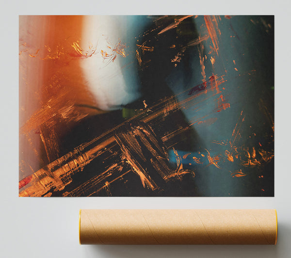 Golden Brushstrokes On Black Poster