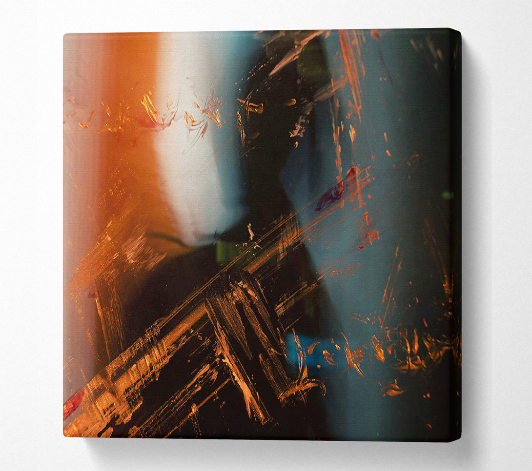  A Canvas Print of Golden Brushstrokes On Black Canvas Art