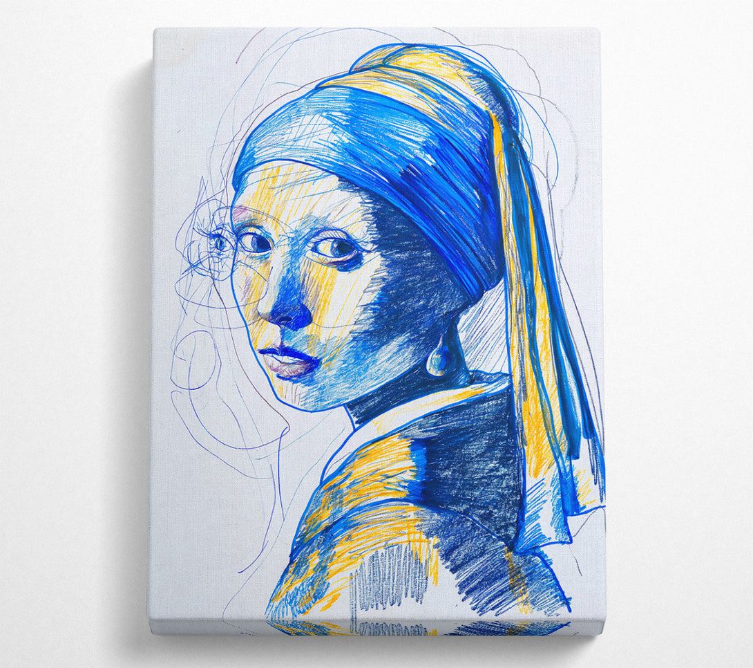  A Canvas Print of Blue Girl With Pearl Canvas Art