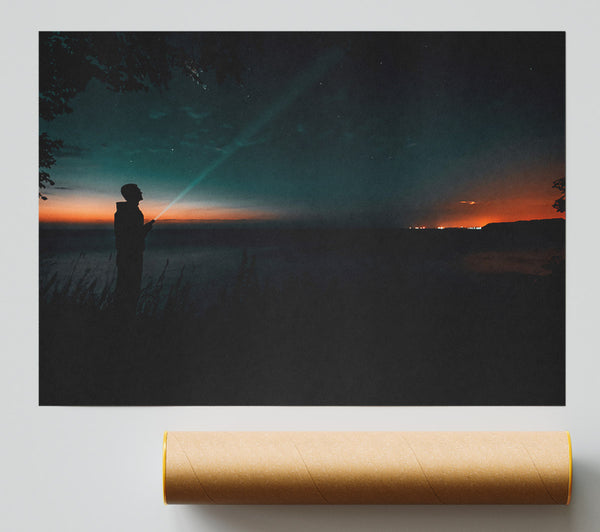 Teal Night Sky Poster