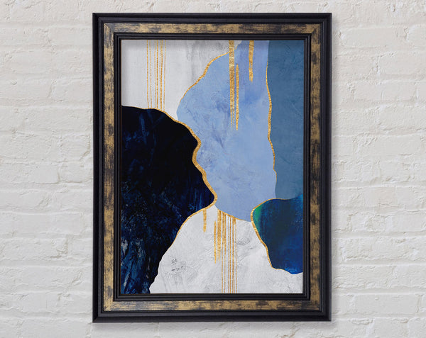 Blue  Gold And Walnut Abstract Framed Print