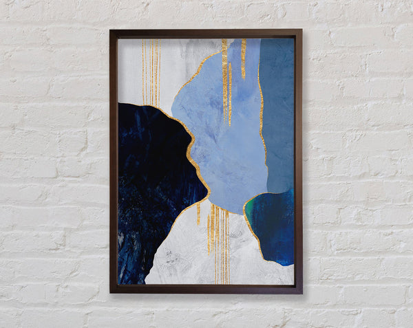 Blue  Gold And Walnut Abstract Framed Print
