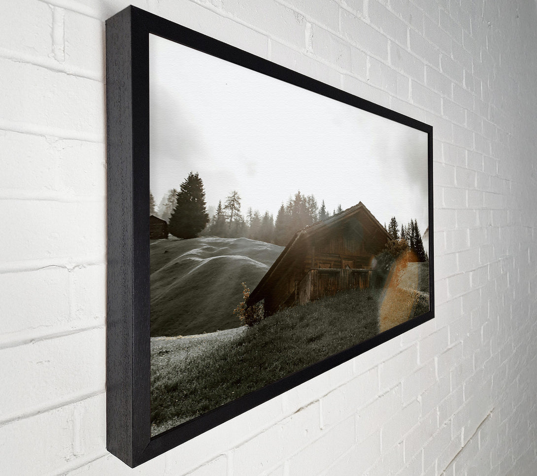  A Canvas Print of Golden Cabin In Fog Canvas Art