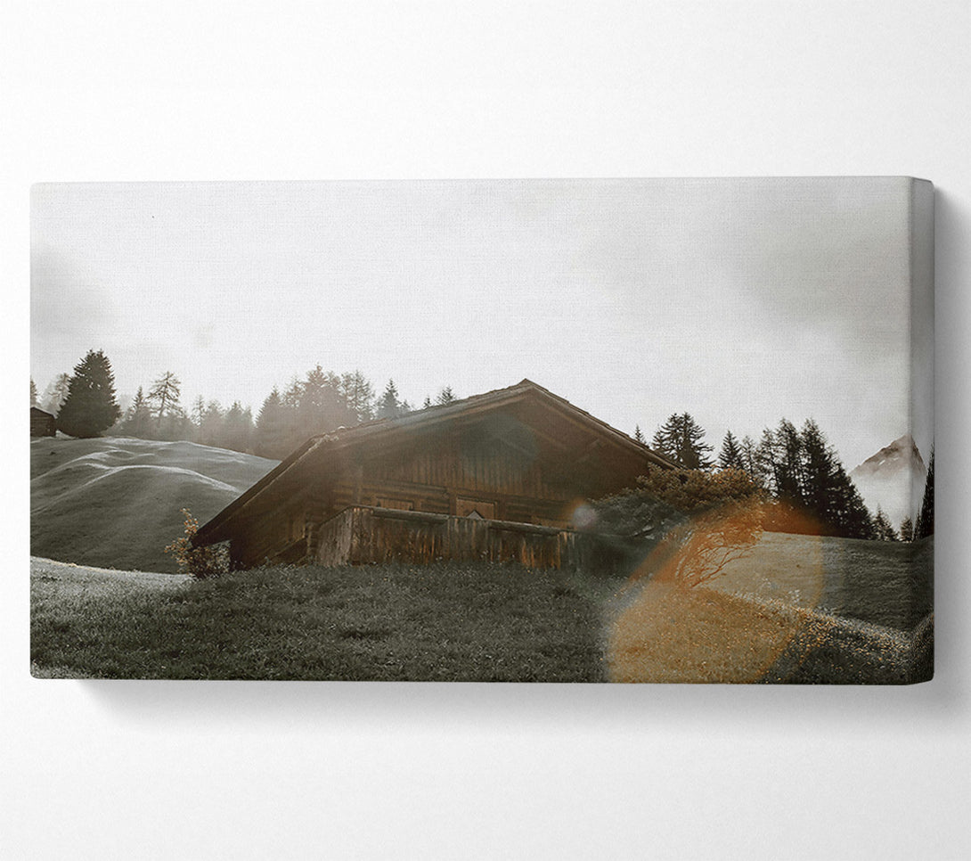  A Canvas Print of Golden Cabin In Fog Canvas Art