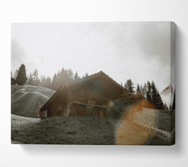  A Canvas Print of Golden Cabin In Fog Canvas Art