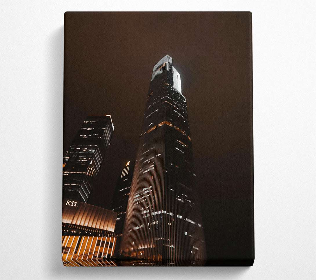  A Canvas Print of Golden City Lights Canvas Print