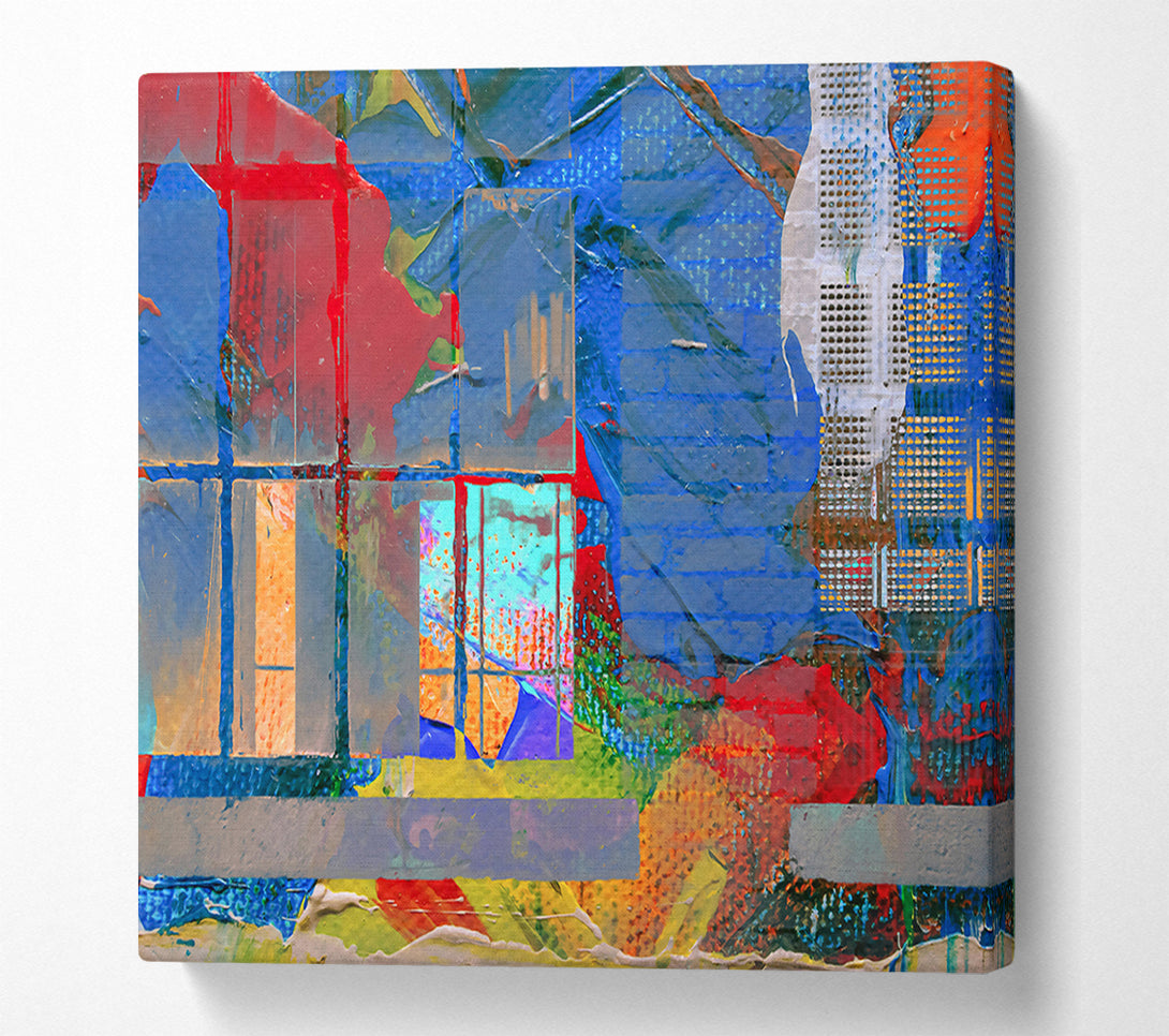  A Canvas Print of Blue Grid Layers Canvas Art