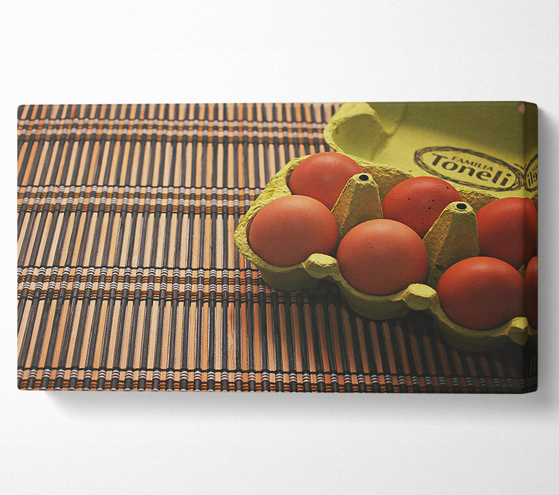  A Canvas Print of Brown Eggs On Bamboo Canvas Art