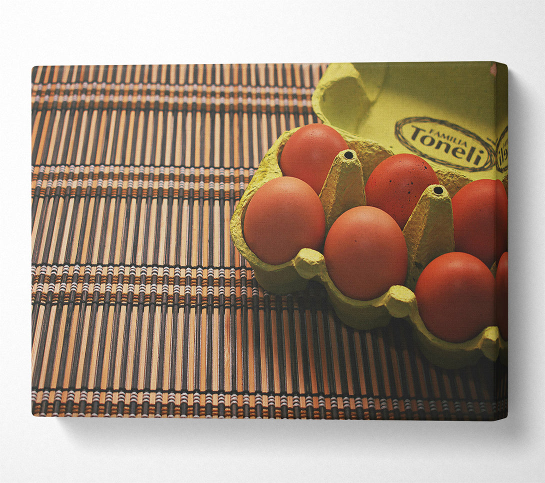  A Canvas Print of Brown Eggs On Bamboo Canvas Art