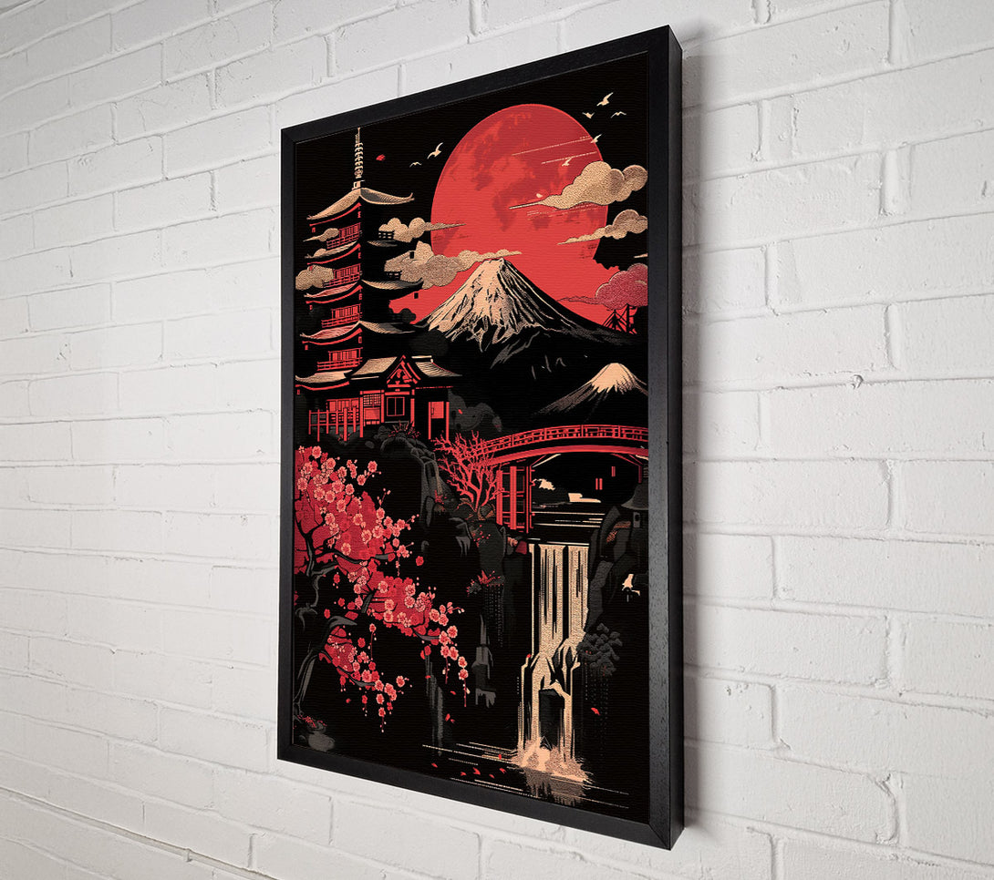  A Canvas Print of Crimson Japanese Landscape Canvas Print