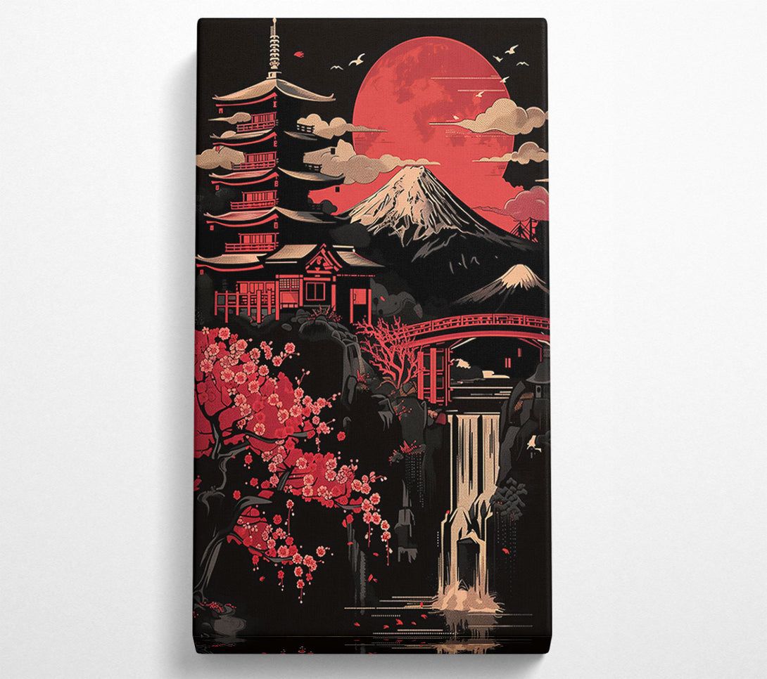 A Canvas Print of Crimson Japanese Landscape Canvas Print