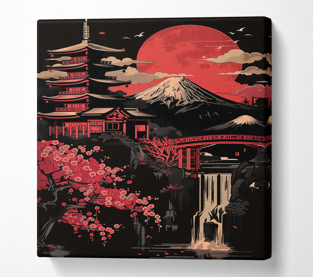  A Canvas Print of Crimson Japanese Landscape Canvas Print
