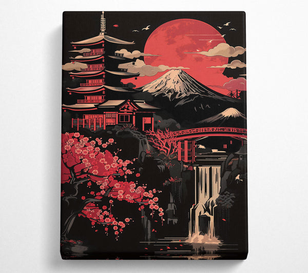  A Canvas Print of Crimson Japanese Landscape Canvas Print