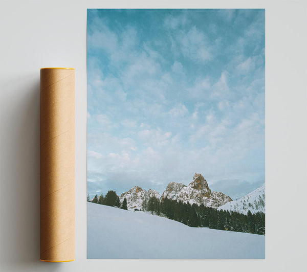 Azure Peaks In Snow Print