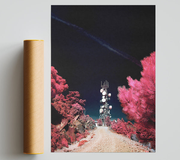 Pink Signal Tower Path Print