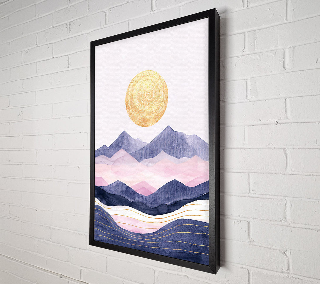  A Canvas Print of Golden Sun Over Blue Peaks Canvas Art