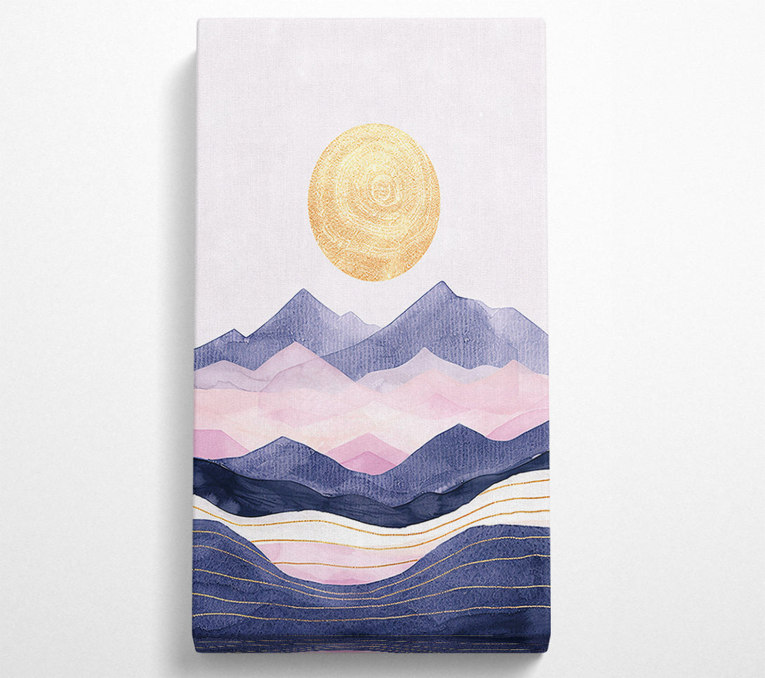  A Canvas Print of Golden Sun Over Blue Peaks Canvas Art