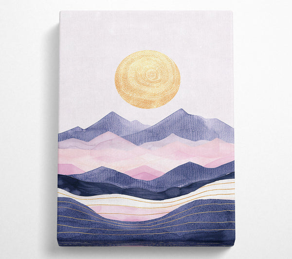  A Canvas Print of Golden Sun Over Blue Peaks Canvas Art