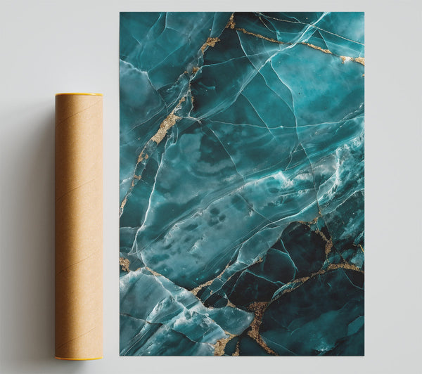 Teal Veined Marble Giclee Print