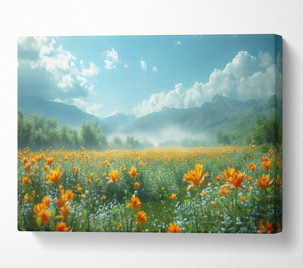  A Canvas Print of Golden Meadow Mist Canvas Wall Art