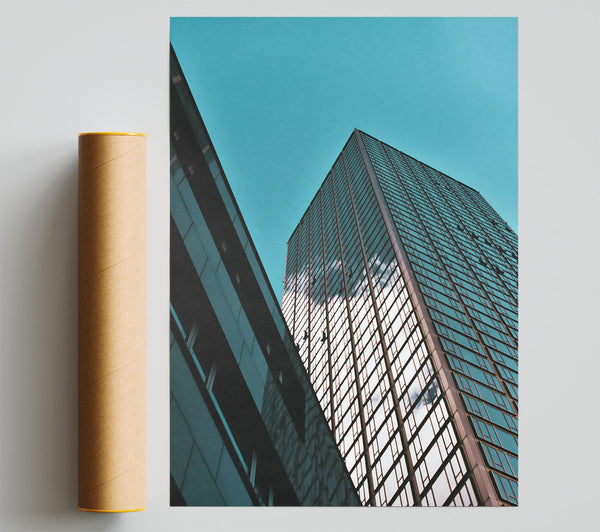 Teal Glass Cityscape Print