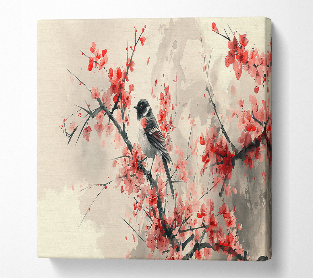  A Canvas Print of Pink Blossom Songbird Canvas Art