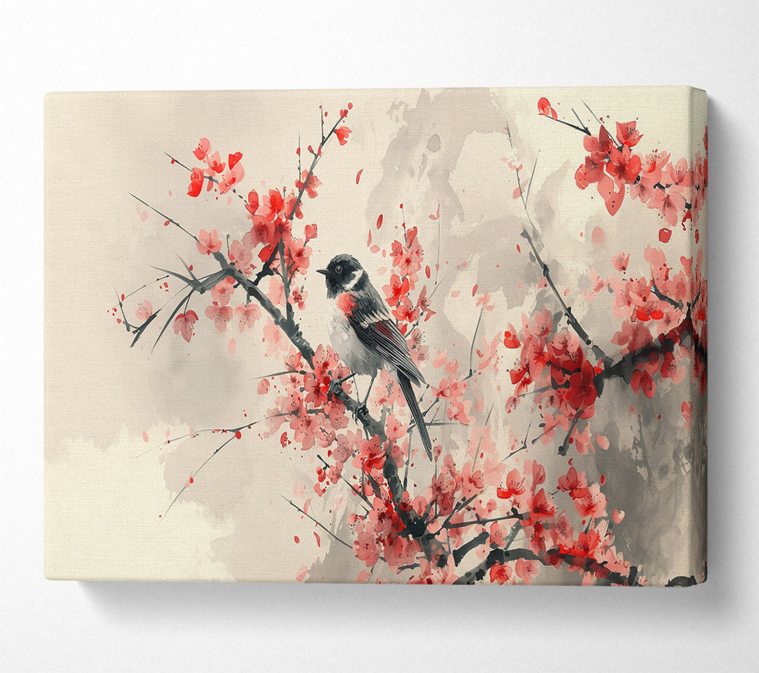  A Canvas Print of Pink Blossom Songbird Canvas Art
