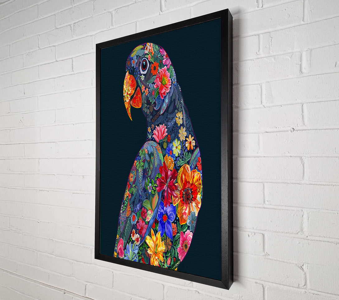  A Canvas Print of Blue Floral Parrot Canvas Wall Art