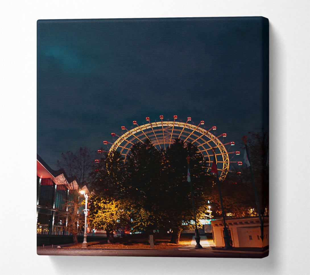  A Canvas Print of Golden Ferris Wheel Night Canvas Print
