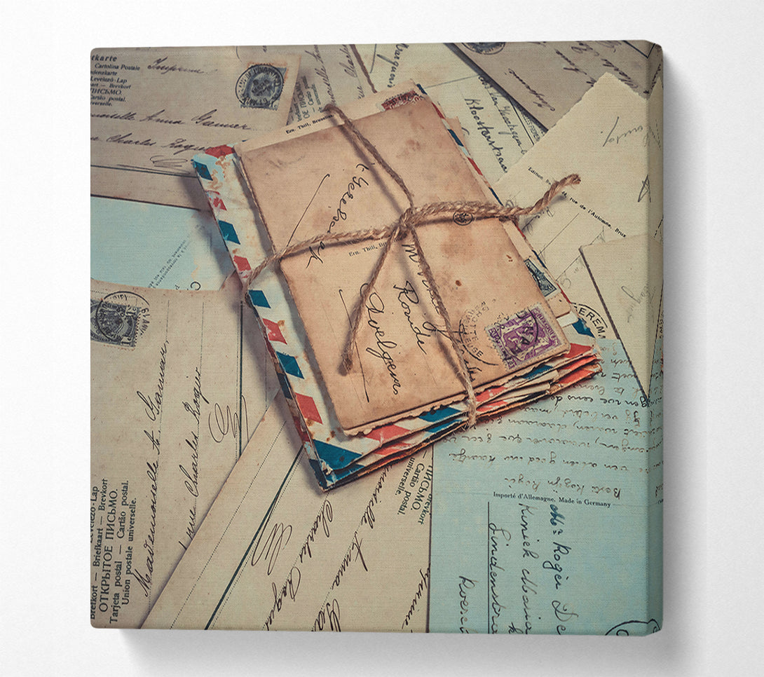  A Canvas Print of Tan Tied Letters Canvas Wall Art
