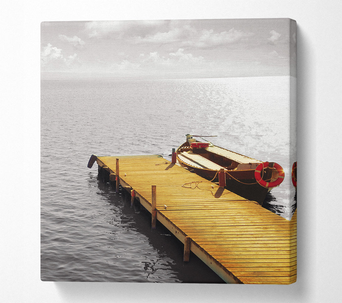  A Canvas Print of Boat By The Boardwalk Canvas Print