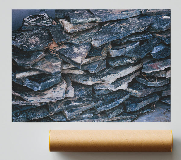 Blue Stacked Stone Print