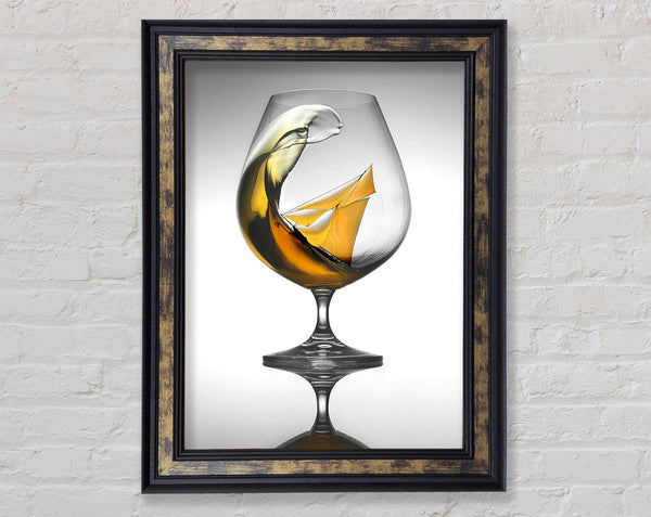 Boat In A Wine Glass Framed Print