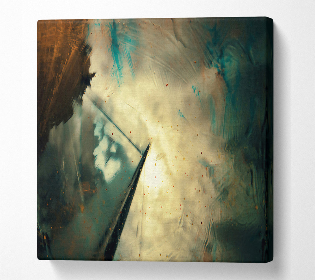  A Canvas Print of Teal And Gold Burst Canvas Wall Art