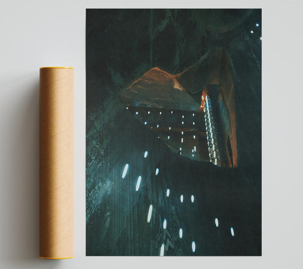Teal Salt Mine Lights Poster