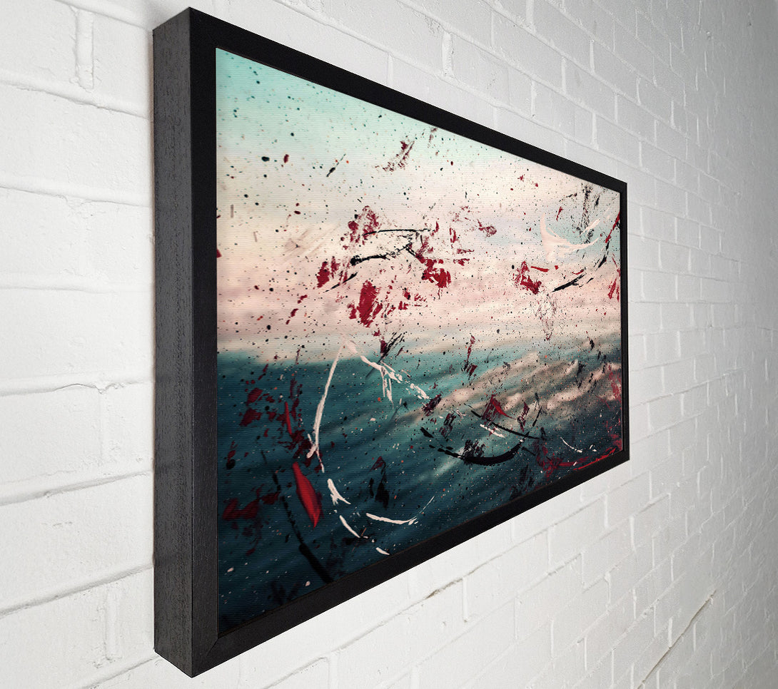  A Canvas Print of Crimson Splashes On Teal Canvas Wall Art
