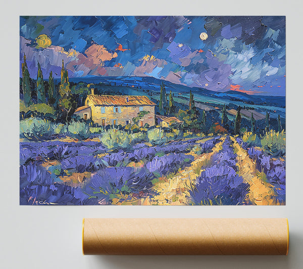 Purple Twilight Fields Poster