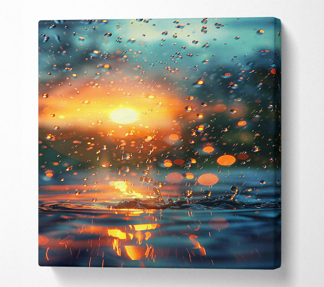  A Canvas Print of Orange Sunset Rain Canvas Print