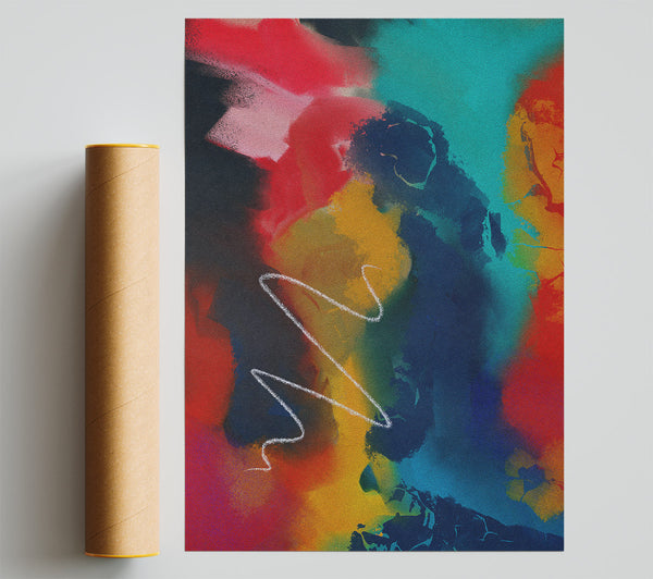 Golden Abstract Chaos Print