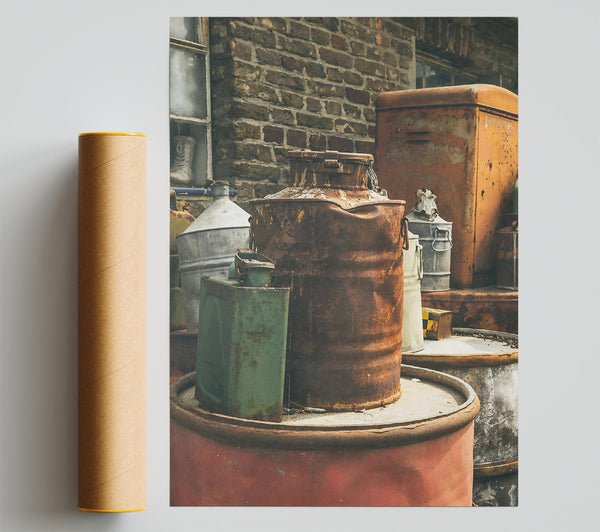 Rusty Red Barrels Giclee Print