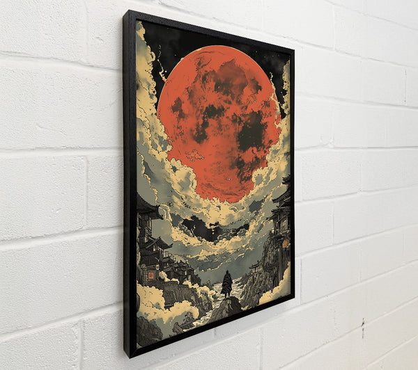 Crimson Moon Over City