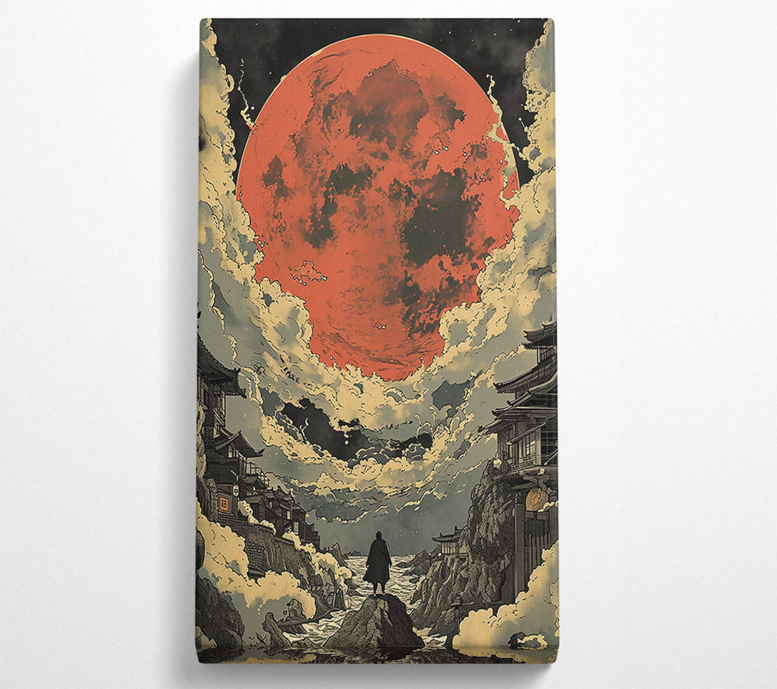  A Canvas Print of Crimson Moon Over City Canvas Art