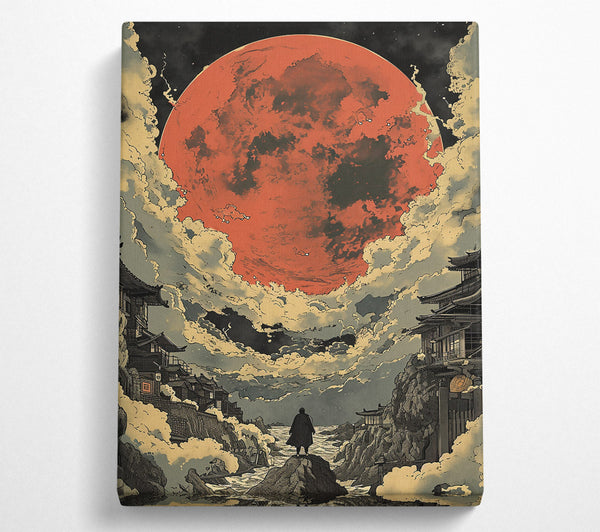  A Canvas Print of Crimson Moon Over City Canvas Art