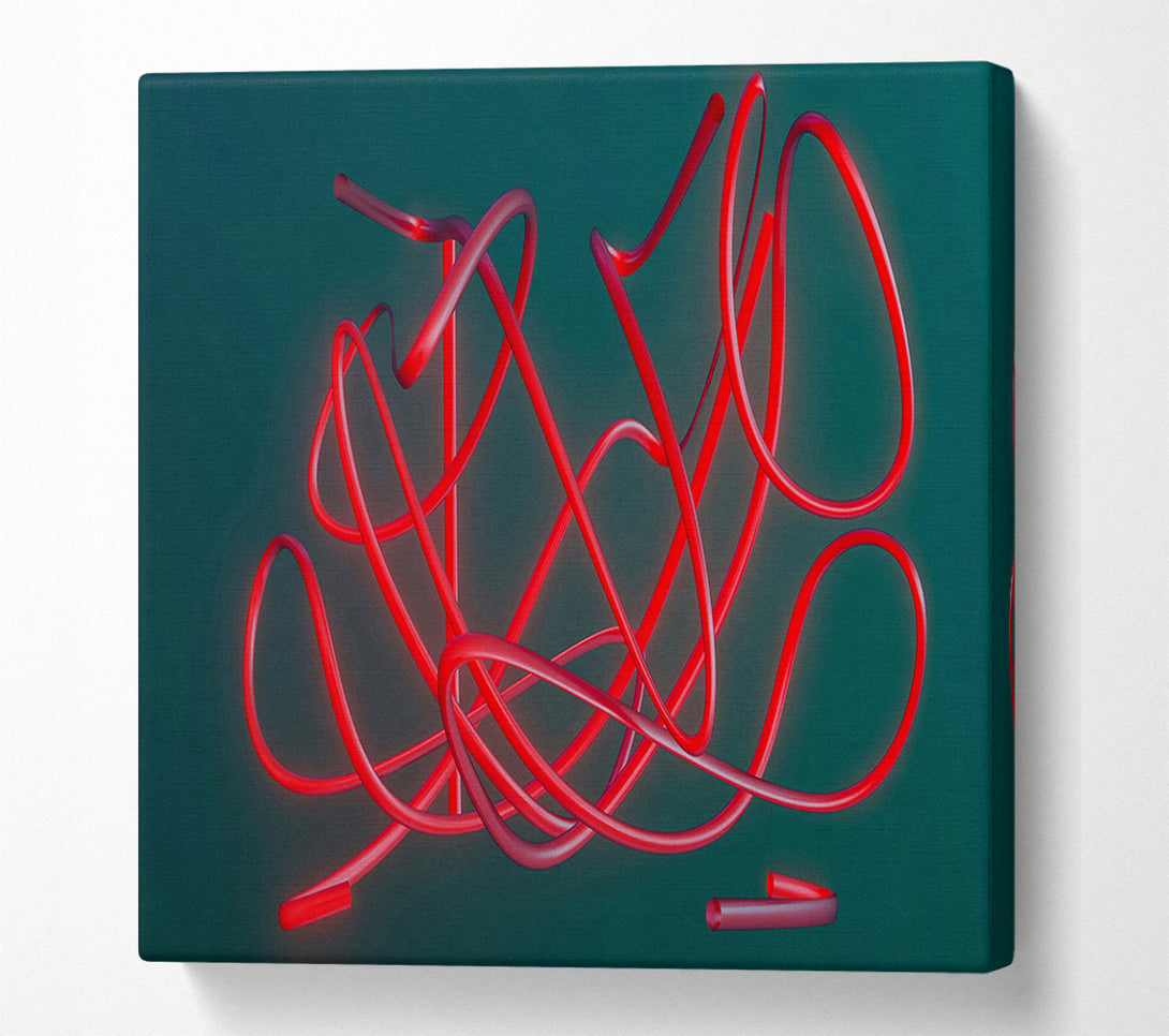  A Canvas Print of Crimson Tangled Lines Canvas Print