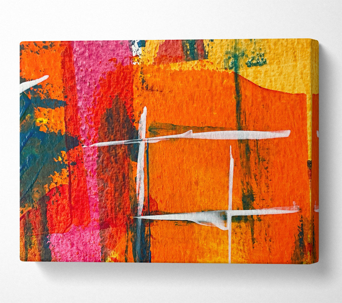  A Canvas Print of Orange Abstract Grid Canvas Art