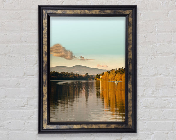 Boat Ripples On Lake Framed Print