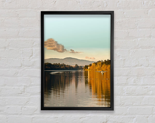 Boat Ripples On Lake Framed Print