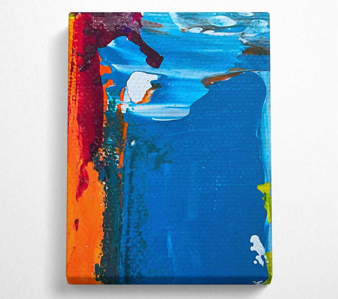  A Canvas Print of Azure Abstract Strokes Canvas Wall Art