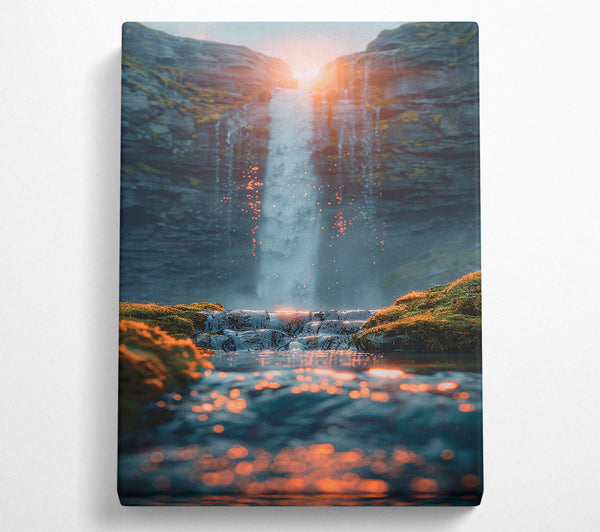  A Canvas Print of Golden Waterfall Glow Canvas Wall Art