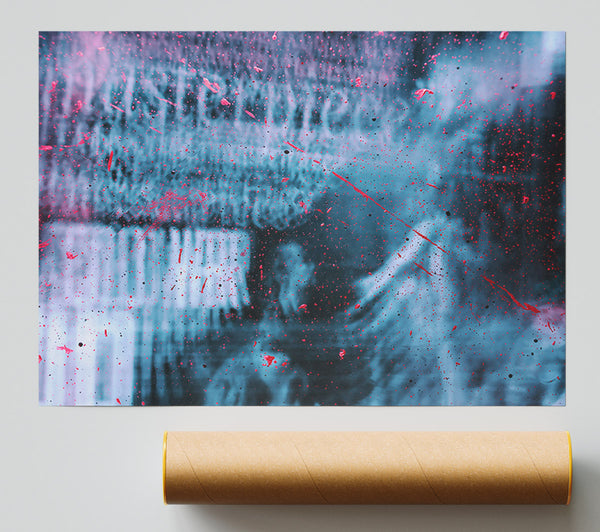 Blue And Red Splattering Giclee Print